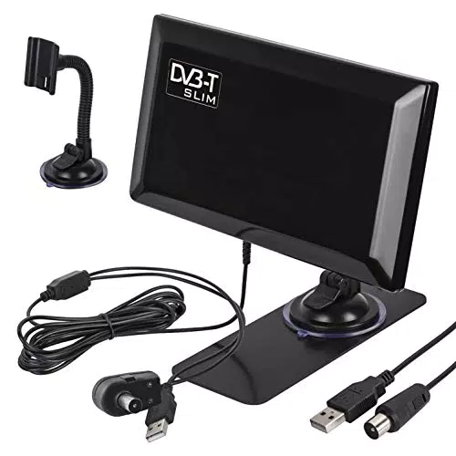 Maclean MCTV-948 Aktive DVB-T/T2 Zimmerantenne mit Verstärker und Saugnapf