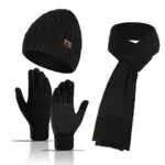 Meajore Winter Mütze Schal Handschuhe Set für Damen und Herren