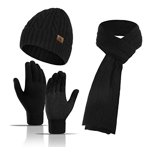 Meajore Winter Mütze Schal Handschuhe Set für Damen und Herren