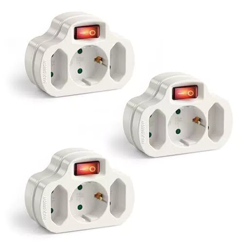 Brandname Mehrfachsteckdose mit An/Aus Schalter, Steckdosenadapter Typ C/EF, 16A