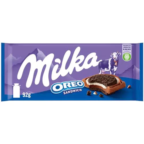 Milka OREO Sandwich - Alpenmilch-Schokolade mit OREO Keksen