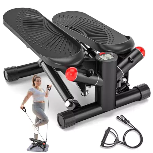 Mini Stepper mit Power Ropes – Höhenverstellbarer Hometrainer für Fitness
