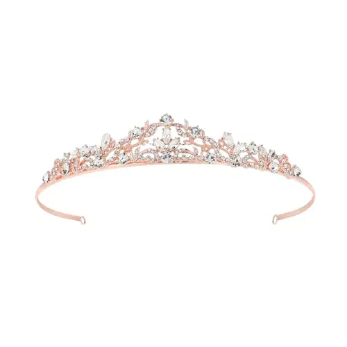 Minkissy Kristall Rebe Diadem Strass Krone Hochzeit Haarschmuck für Bräute