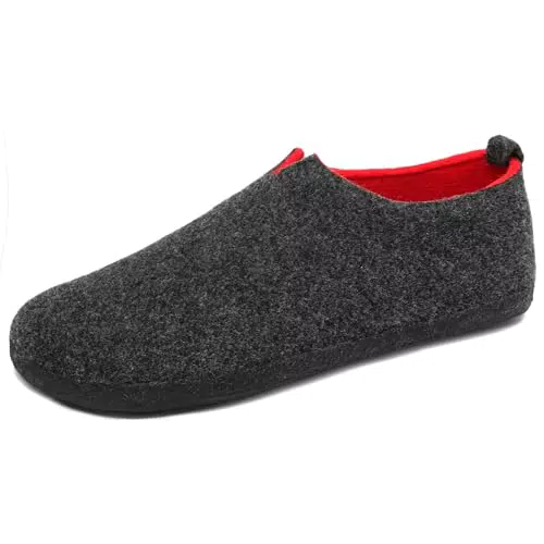 Mishansha Hausschuhe Herren Pantoffeln Damen Winter Filzhausschuhe Warme Indoor Hüttenschuhe Leicht Filzpantoffeln Drinnen Filz Slipper Waschbar Schwarz