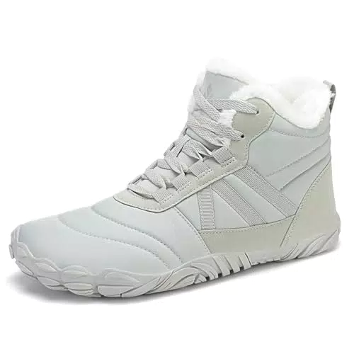 Mishansha Winterschuhe Herren Gefütterte Barfußschuhe Wasserdicht Winterstiefel