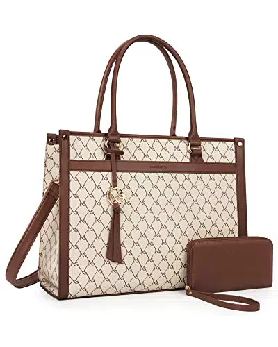 Missnine Laptoptasche Damen 15,6 Zoll Schultertasche Leder Businesstasche