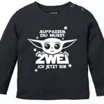MoonWorks Baby Yoda Langarm-Shirt für den 1. Geburtstag aus Bio-Baumwolle