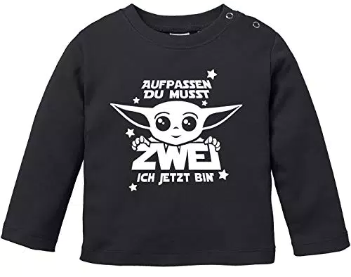 MoonWorks Baby Yoda Langarm-Shirt für den 1. Geburtstag aus Bio-Baumwolle