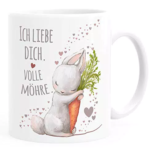 Moonworks® Kaffee-Tasse Liebesgeschenk Hase mit Karotte Liebesbotschaft