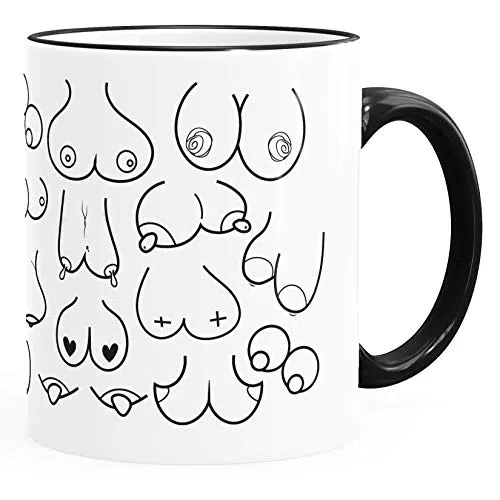 MoonWorks® Kaffee-Tasse mit Titten-Muster – Lustige Bürotasse aus Keramik