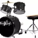 Music Alley Junior Schlagzeug-Set für Kinder mit Kickdrum-Pedal und Trommelstuhl
