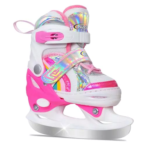 Nattork Kinder Schlittschuhe verstellbar mit Fleecefutter für Outdoor & Rink