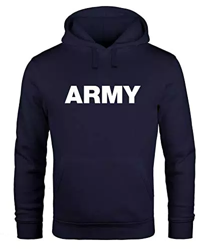 Neverless® Hoodie Herren mit Army Aufdruck - Kapuzenpullover für Männer