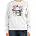 Neverless® Damen Sweatshirt Totenkopf Blumen Boho Design Rundhals-Pullover