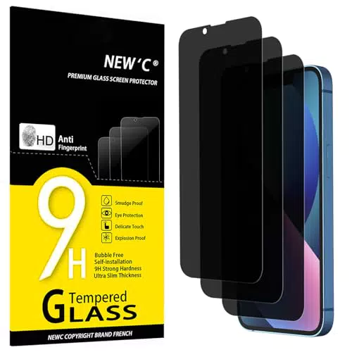 NEW'C Sichtschutz Panzer Schutzglas für iPhone 13 Pro Max / iPhone 14 Plus - 9H Härte, Blasenfrei