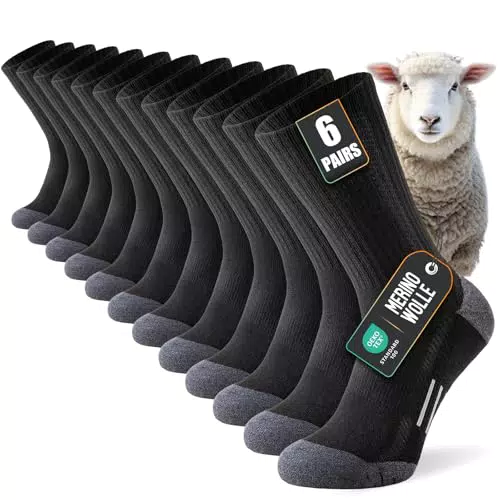 Niorasen Merino Socken Herren - Atmungsaktive Anti-Blasen Wandersocken für Outdoor