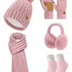 Niwicee Fleece Wintermütze und Handschuhe Set für Damen mit Touchscreen