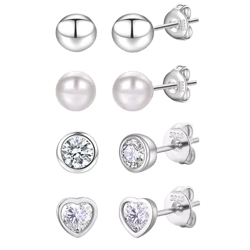 Sterlingsilber Ohrstecker für Damen - Hypoallergen mit Zirkonia