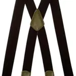Olata Extra Breite Herren Hosenträger X-Form in Schwarz mit Farbigem Leder und Karabinerhaken 4 cm. Schwarz