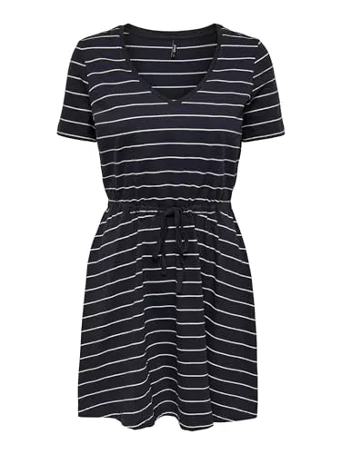 ONLY Damen Baumwollkleid mit Tunnelzug an der Taille