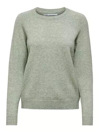 ONLY Damen Melierter Strickpullover, Langarm Oberteil Rundhals Basic