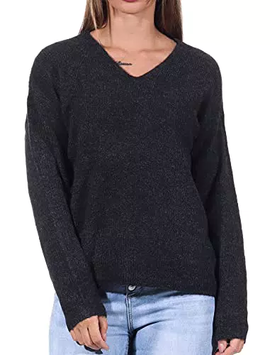 ONLY Damen Strickpullover mit V-Ausschnitt und Langarm