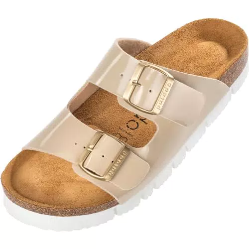 Palado Pantoletten Damen Korfu PL - Edles Lack-Design mit Veloursleder-Decksohle