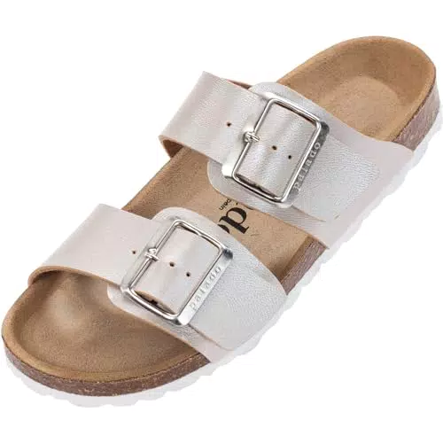 EGS Damen Pantoletten Samos - Bequeme Sandalen mit verstellbaren Riemen