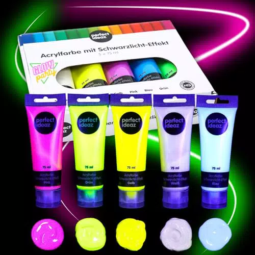 Perfect Ideaz Acrylfarbe mit hohem Anteil an Leuchtpigmenten, fluoreszierend