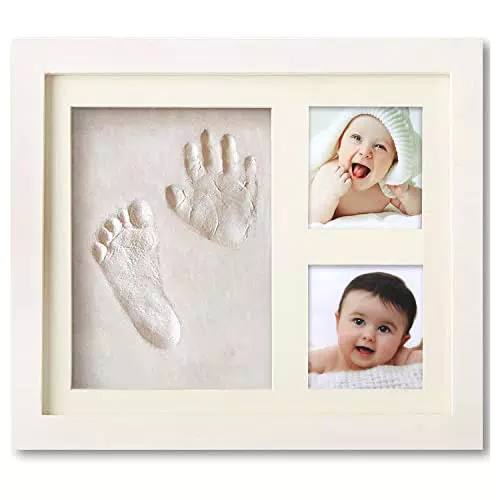 PewinGo Baby Hand- und Fußabdruck Set mit Echtholz Bilderrahmen – Geschenkidee zur Babyparty