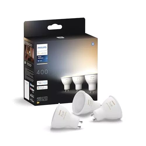 Philips Hue GU10 Lampe dimmbar, 400lm, steuerbar via App, kompatibel mit Alexa