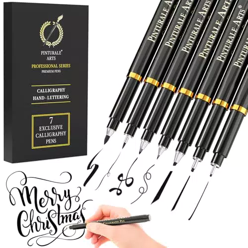 Pinturale Arts Set 7 Handlettering Stifte, Professionelle Kalligraphie Stifte