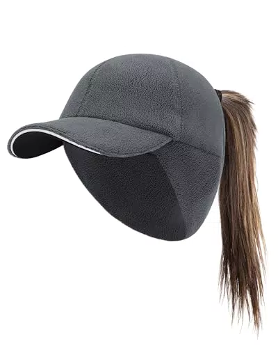PivotWing Wintermütze Damen mit Ohrenklappen für Pferdeschwanz und Sport