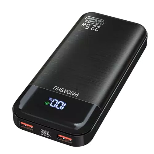 Power Bank 27.000mAh PD20W mit LED Display, 3 Ausgängen & 2 Eingängen