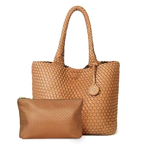 PS PETITE SIMONE Handtasche Damen Shopper Clutch Schultertasche geflochten