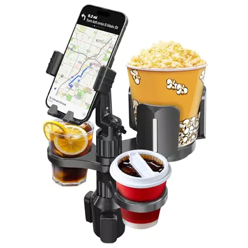 QLoztyse Auto Getränkehalter Verlängerung - Verstellbarer 4-in-1 Adapter für Getränke und Snacks