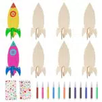 Raketen Holz Bastelset für Kinder – Kreatives Malen und Basteln für Jungen und Mädchen