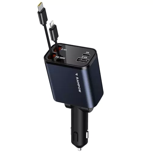 RAMPOW USB C Zigarettenanzünder 65W Auto Ladegerät 4in1 Schnellladegerät