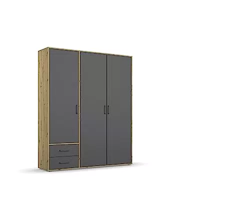 Rauch Möbel Voyager Kleiderschrank mit Drehtüren und Schubladen, 140x194x53 cm
