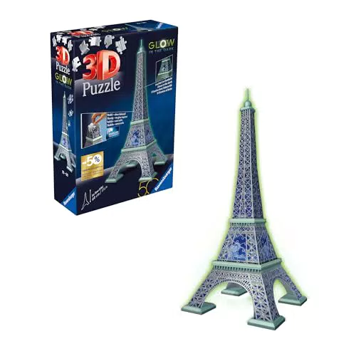 Ravensburger 3D Puzzle Eiffelturm Modell - Nachleuchtendes Wahrzeichen aus Paris