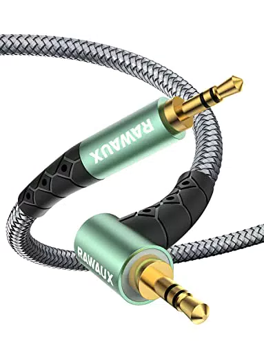 RAWAUX 90 Grad Klinkenkabel 3,5mm für Kopfhörer, Tablet, Laptop und Lautsprecher