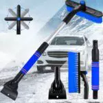 SaiXuan Eiskratzer mit Besen und teleskopierbarem Griff für Winterreinigung