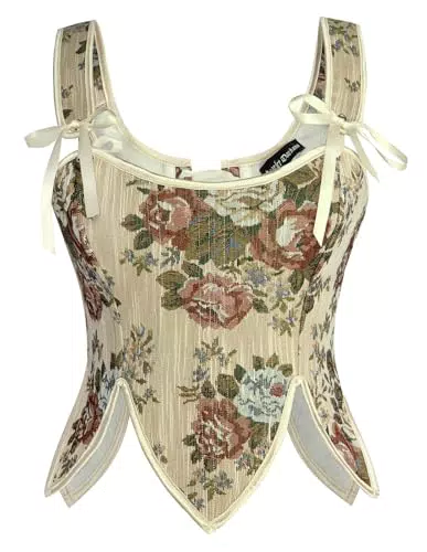 SCARLET DARKNESS Mittelalter Korsage für Damen im Cottagecore-Stil