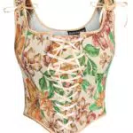 Scarlet Darkness Viktorianisches Corset Top mit Blumendruck für Damen
