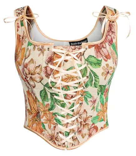 Scarlet Darkness Viktorianisches Corset Top mit Blumendruck für Damen
