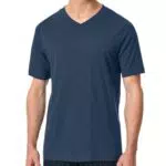 Schiesser Herren Schlafshirt Kurzarm V-Ausschnitt aus Bio-Baumwolle