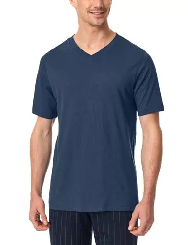 Schiesser Herren Schlafshirt Kurzarm V-Ausschnitt aus Bio-Baumwolle
