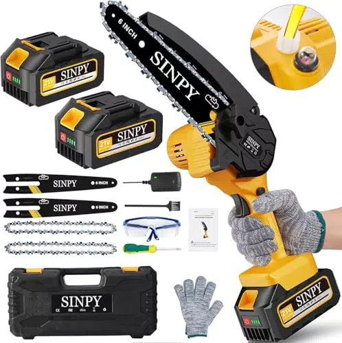 SINPY Akku Kettensäge – Mini Handkettensäge für Gartenarbeiten und Geschenke
