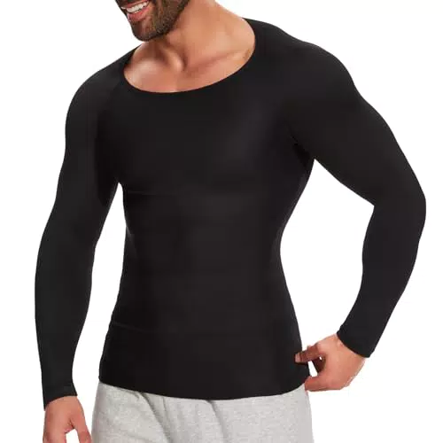 SLIMBELLE Herren Langarm Kompressionsshirt - Atmungsaktives Sportshirt für Fitness