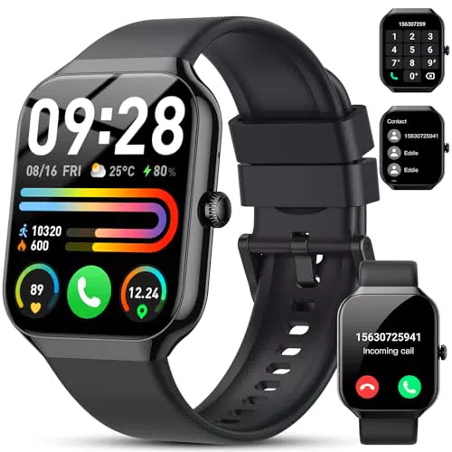 Smartwatch Herren Damen 2025 - Fitnessuhr mit Telefonfunktion und 115+ Sportmodi